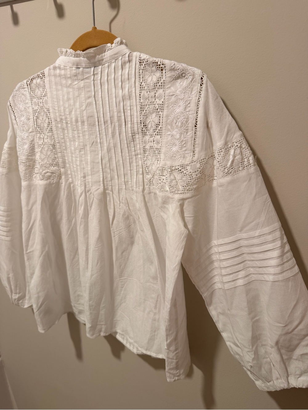 Madewell Ruffled High-Neck Pintuck Blouse size S - Picture 8 of 13